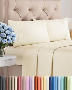 lot 3974 image: King Size 4 Piece Sheet Set - Comfy Breathable & Cooling Sheets - Hotel Luxury Bed Sheets for Women, Men, Kids & Teens - Deep Pockets, Easy-Fit, Wrinkle Free Sheets - Off White Oeko-Tex Bed Sheet Set