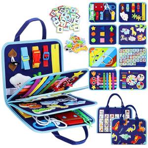 lot 3976 image: Esjay Toddler Busy Board Montessori Toys for Boys, Sensory Book Educational Activities for Learning Fine Motor Skills, Birthday Gifts for Boys Toddlers, Travel Toys for Airplane Car, Blue Dinosaur