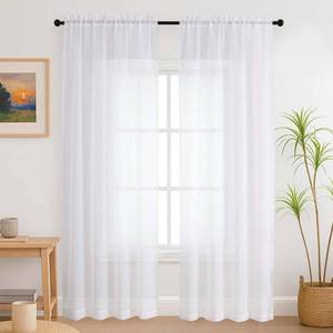 lot 3985 image: Lecloud Pure White Sheer Curtains 84 Inches Long 2 Panels Set, Airy Voile Light Filtering Window Curtains, Dual Rod Pocket Elegant Window Treatments Drapes for Bedroom Living Room, 42 W x 84 L