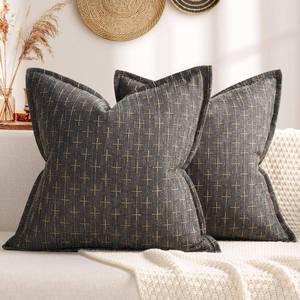 lot 3986 image: ZWJD Pillow Covers 22x22 Set of 2 Soft Polyester Textured Pillow Covers with Stylish Flange Edge Cozy Farmhouse Throw Pillows for Couch Bed Sofa Living Room
