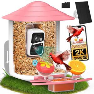 lot 1302 image: birdsnap� TUC Bird Feeder with Camera 2K HD, Solar Panel 32GB Card 4-in-1 Perch, 160°View Auto Detect & Notify AI Identify Video Bird Camera Wireless Outdoors Ideal Gift for Birds Lover - Retail $70