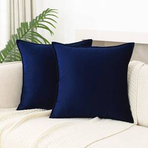 lot 1324 image: JIAHANNHA Velvet Navy Blue Throw Pillow Covers Pack of 2 Decorative Soft for Couch Sofa Bedroom Livingroom Car 20�20 Inches - Retail $16
