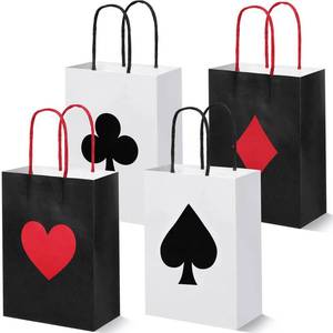 lot 1334 image: Outus 24 Pcs Casino Party Favor Gift Bags Casino Theme Party Supplies Las Vegas Poker Goody Treat Paper Bags for Birthday Decor, 8.3 x 6 x 3 inches - Retail $16