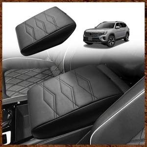 lot 1335 image: Muslogy for 2024-2026 Atlas & Cross Sport Center Console Pad Armrest Cover Protector Vegan Leather Extra Soft Armrest Box Lid Pad Compatible with Volkswagen AtlasCross Sport Accessories (V1_Black) - Retail $22