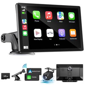 lot 1341 image: HAUXIY Wireless Apple Carplay Screen for Car 4K Dash Cam, 9 Portable Apple Carplay & Android Auto Car Stereo, with 1080p Backup Camera, GPS NavigationMirror LinkVoice ControlBluetooth - Retail $103