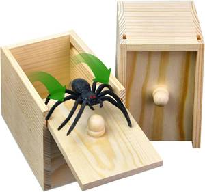 lot 1359 image: VtxZve Jumping Spider Prank Box - Pop Out Scare Toy, Halloween Prank Gift for Kids & Adults, Funny Trick Gag Box for Christmas & Birthday Surprise (Small) - Retail $8