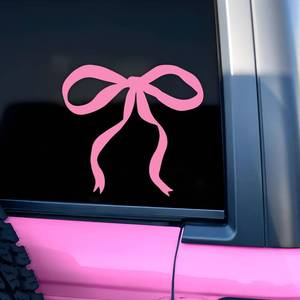 lot 1367 image: Pink Bow Car Decal Cute Car Cute Mirror Decal Sticker for Girl Women Cars Accessories Affirmations Funny Vinyl Waterproof 8 Inches Bumper Decals Gifts for Mom Dad Friend Coworker - Retail $3