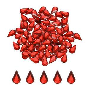 lot 1368 image: MECCANIXITY 50PCS Flat Back Acrylic Teardrop Gems 6x10mm Artificial Rhinestones for DIY Crafts Bead Wedding Party Face Painting Jewelry Making Red - Retail $7
