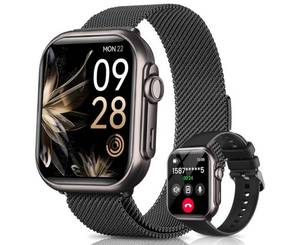 lot 1375 image: Smart Watches for Women Reloj Mujer Smartwatch with 30Day Battery Life SpO2 Sleep Heart Rate Monitor, Bluetooth Calls, 120 Sport Modes IP68 Waterproof Fitness Tracker watch for Android iPhone 2Bands - Retail $30