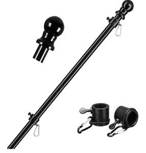 lot 1381 image: Barcetine Black Flag Poles for Outside House - 5ft Tangle Free Flag Pole for House,Heavy Duty Metal Flagpole,Outdoor Flagpoles Residential for Porch,Fence (Without Bracket - Retail $13
