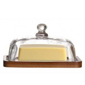 lot 1394 image: Glass Butter Dish with Lid,Airtight Cover for Fresh Butter,Clear Butter Keeper,Butter Tray,Large Butter Dish for Refrigerator & Countertop - Retail $19