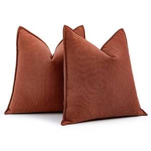 lot 1395 image: MIULEE Pack of 2 Rust Decorative Pillow Covers 20x20 Inch Soft Chenille Luxurious Couch Throw Pillows Farmhouse Cushion Covers with Elegant Design for Sofa Bedroom Living Room Home Decor - Retail $21