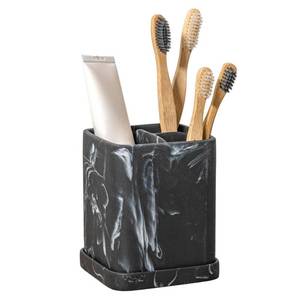 lot 1398 image: zccz Toothbrush Holder, Countertop Marble Look Electric Toothbrush Toothpaste Makeup Brush and Razor Holder Stand Bathroom Organizer with Detachable Tray - Retail $15