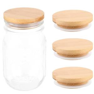 lot 1399 image: LIDS ONLY Cosmos 4 Pcs Mason Jar Lids Solid Canister Lids Canning Lids Bamboo Bottle Lids for Fruit Bubble Tea Kitchen Storage with Silicone O-Ring Compatible with 3.4 in (86 mm) Wide Mouth Mason Jars - Retail $8