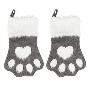 lot 1403 image: SherryDC Dog Cat Paw Christmas Stockings, Plush Hanging Socks for Holiday and Christmas Decorations - Retail $10
