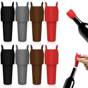 lot 1411 image: 8Pcs Reusable Sparkling Wine Bottle Stoppers, Silicone Wine Seal Stoppers with Handle Double Sealed Wine Bottle Stoppers 4 Colors Wine Stoppers, Wine Bottle Sealers for Wine Beer Champagne Bottles - Retail $10