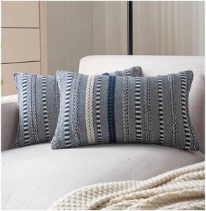 lot 1419 image: Cethom Boho Throw Pillow Covers 12x20 Inch Set of 2, Farmhouse Decorative Couch Pillow Cases, Navy Blue Accent Pillows of Bed, Sofa Bedroom Living Room Home Decor Cushion Cover - Retail $23