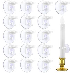 lot 1420 image: 16 Pieces Window Candle Holder Clamps Candle Suction Cups Holder Suction Cups with Clamps for Christmas Party Candle Lamp - Retail $21