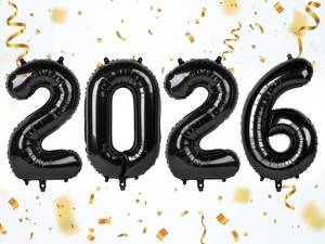 lot 1422 image: 2026 Number Black Balloons, Happy New Year 2026, 40 Inch Balloon for New Years Eve Decorations & Graduation Decoration Party Supplies, 2 6 20 26 Birthday Parties - Retail $10