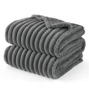 lot 1427 image: Bedsure ComfyFleece Waterproof Dog Blankets for Small Dogs - Soft Puppy Cat Blanket Corduroy Fleece Washable, Cozy Calming Reversible Furniture Protection for Pet Kitten Doggy,25x35, Warm Grey - Retail $22