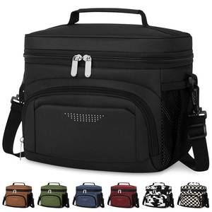 lot 1429 image: Vankor Lunch Box for Men Women, Insulated Lunch Bag Reusable Leakproof Cooler Lunch Tote Bag with Adjustable Shoulder Strap for Work Office Picnic Beach Travel, Black - Retail $10