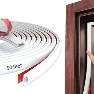 lot 1430 image: White Rubber Weather Stripping Door Seal Strip, D Shape Door Weather Seal Strip, Self-Adhesive Soundproofing Frame Insulation Tape for Doors FrameWindow Seal,Blocks Cold Drafts Noise - Retail $16