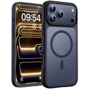 lot 1434 image: TOCOL for iPhone 17 Pro Case, Compatible with Magsafe, Full Camera Protection, Built-in Magnetic Ring, Drop Protection, Translucent Matte Phone Case for iPhone 17 Pro 6.3 inch (Black) - Retail $10