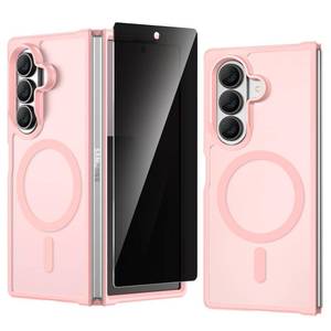 lot 1438 image: VEGO for Galaxy-Z-Fold-7-Case Samsung Z Fold 7 Case with Privacy Screen Protector Compatible with MagSafe Full-Body Drop Protection Translucent Matte Rugged Case for Samsung Galaxy Fold 7 -Pink - Retail $10