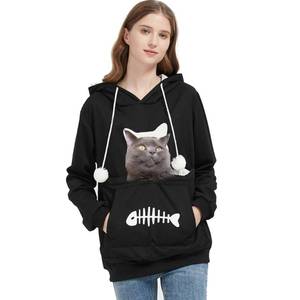 lot 1441 image: PRE OWNED Gets Pet Cat Dog Pouch Hoodie Kitten Puppy Holder Carrier Long Sleeve Kangaroo Pocket Hoodie Unisex (Black,M) - Retail $13