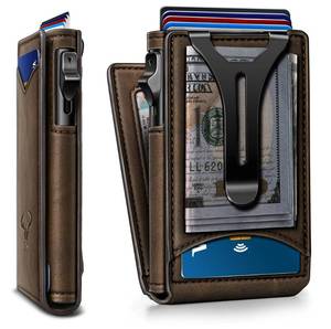 lot 1445 image: BULLIANT Men Wallet,Magnetic Metal Wallet Money Clip 9Cards Pop-up Access RFID Blocking - Retail $40
