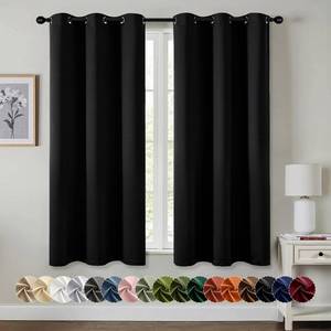 lot 1451 image: MIULEE Black Blackout Curtains for Bedroom Living Room 63 Inches Long 2 Panels, Thermal Insulated Room Darkening Drapes Solid Grommet Top Noise Reduction Light Blocking Halloween Window Treatments - Retail $10