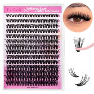 lot 1458 image: FADLASH DIY Lash Clusters Individual Eyeslash Extensions 40D Volume Eyelash Clusters Soft Band Wispy Natural Eyelash Extension Large Tray (40D-0.07-D, 8-16mm) - Retail $8