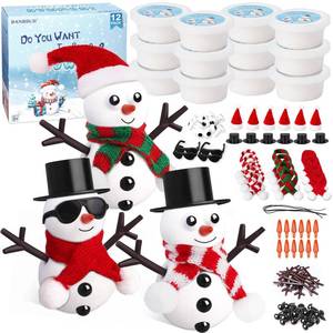 lot 1465 image: BANBBUR 12 Pack Christmas Stocking Stuffers for Kids,Christmas Crafts for Kids,Modeling Clay DIY Build a Snowman Crafts Kit Bulk Christmas Gifts Activities - Retail $13