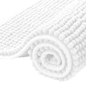 lot 1469 image: SUBRTEX Bathroom Rugs Chenille Bath Rug Soft Short Plush Bath Mat Soft Shower Mat Water Absorbent Shower Mat Quick Dry Machine Washable (White, 20 x 32) - Retail $17