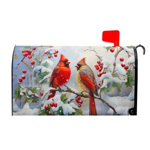 lot 1486 image: Winter Cardinal Red Birds Magnetic Mailbox Cover Standard Size 18x21 Winter Snow Birds Mailbox Covers Winter Christmas Mailbox Wraps Post Letter Box Cover Maibox Wrap Outdoor Decoration for Home - Retail $10