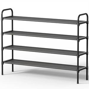 lot 1504 image: Small Rip on Cloth Kitsure Extra-Long Shoe Rack for Closet, Shoe Organizer for Front Door Entrance, Stackable Shoe Shelf, Detachable Closet Organizers and Storage, 39.0 Wide - 4 Tier, Black - Retail $24