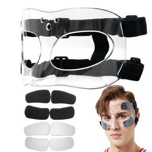 lot 1516 image: Nose Guard for Broken Nose Baseball Softball Basketball Face Mask Adjustable Face Shield Masks with Padding Nose Guard Protects Nose and Eye from Injury for Men and Women Clear - Retail $20