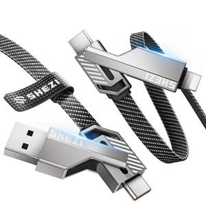 lot 1527 image: Upgraded 4-in-1 USB C Cable 45W 3FT Compatible with Lightning Cable Fast Charging & Data Transfer Flat Nylon Braided for iPhone iPad Charger Cord, Multi Charge Wire Combo with LType CUSB A Port - Retail $22