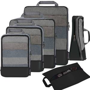 lot 1531 image: Small Rip See Photos BAGAIL 4 Set6 Set8 Set Compression Packing Cubes Travel Accessories Expandable Packing Organizers (Half Mesh, 6-Black) - Retail $19