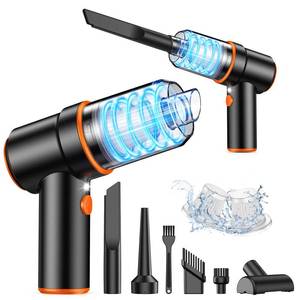 lot 1533 image: PRE OWNED KMM Handheld Car Vacuum Cleaner, 9000PA Vacuum Cleaner & Air Duster, 120W High Power Vacuum Portable Cordless, Hand Held Vacuum Rechargeable with Multi-Nozzles & LED Light for Home, Car, Office - Retail $46