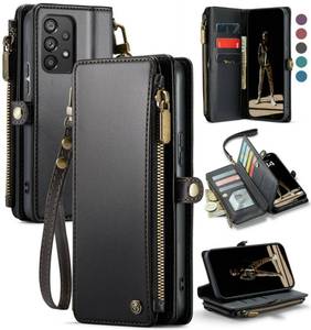 lot 1547 image: Defencase Compatible with Galaxy A53 5G Case Wallet with RFID Blocking Card Holder for Women Men, PU Leather Magnetic Snap Flip Zipper Strap Wallet Phone Case Fit for Samsung Galaxy A53 5G, Black - Retail $25