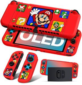 lot 1548 image: SEE PHOTOS FOR PIECES Besoar Cute Cartoon for Nintendo Switch OLED Case Anime Design - Kawaii Fun Funny Fashion Soft Slim Protective Dockable Joycon Shell Cover for Kids Boys Teens Girls for Switch OLED 2021, Red - Retail $13