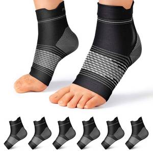 lot 1551 image: Plantar Fasciitis Sock (6 Pairs) for Men and Women, Compression Foot Sleeves with Arch and Ankle Support, Black, X-Large - Retail $19