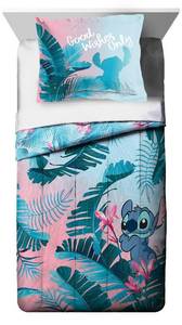 lot 1553 image: Jay Franco Disney Lilo & Stitch Floral Fun FullQueen Comforter & Sham Set - Super Soft Kids Reversible Bedding - Fade Resistant Microfiber (Official Disney Product) - Retail $57