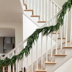 lot 1557 image: Jutom 1 PC 6 ft Christmas Cedar Garland - Real Touch Cedar Needles Decorations Artificial Faux Holiday Greenery Garland for Seasonal Table, Mantel & Stair Decor - Retail $32