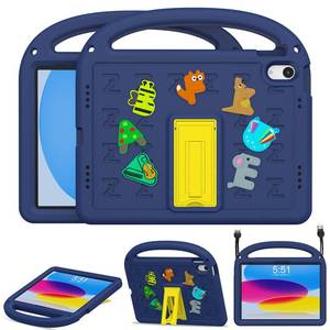 lot 1563 image: AGROMI Kids Case for iPad(A16) 11th Generation 11 Inch 2025iPad 10th Generation 10.9 Inch 2022, with Anti-Slip HandleFoldable StandShoulder Strap, Shockproof Kids iPad 11th10th Gen Case Navy Blue - Retail $14