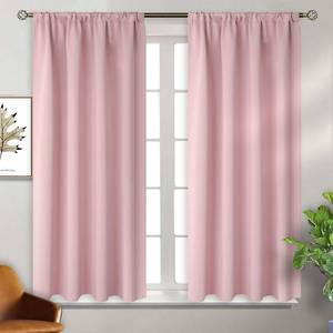 lot 1568 image: BGment Baby Pink Room Darkening Curtains for Short Window - Rod Pocket Thermal Insulated Blackout Curtains for Girl Bedroom, 42 x 45 Inch, 2 Panels - Retail $25