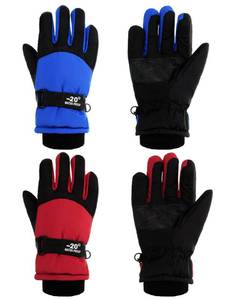 lot 1570 image: SATINIOR 2 Pairs Kids Waterproof Winter Snow Gloves Ski Gloves for Boy Girl Outdoor Warm Thickening Snowboard(Red, Blue,8-12 Years) - Retail $15