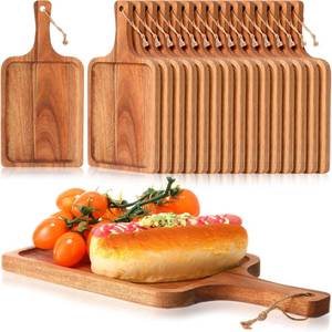lot 1571 image: Tanlade 16 Pcs Acacia Wood Cutting Board with Handle Chopping Boards Decorative Charcuterie Platter Pizza Bread Cheese Fruit Serving Tray for Kitchen Counter Table Christmas Decorate(12 x 6 Inch) - Retail $84