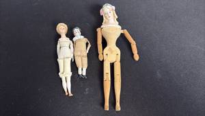 lot 83 image: Three jointed dolls with bisque faces